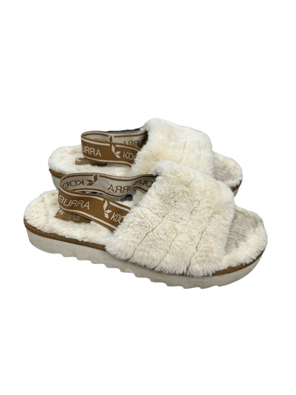 Koolaburra by UGG Sandals Sz 7 EU 38 Adjustable Slide Sandals Fuzz'd Out Natural